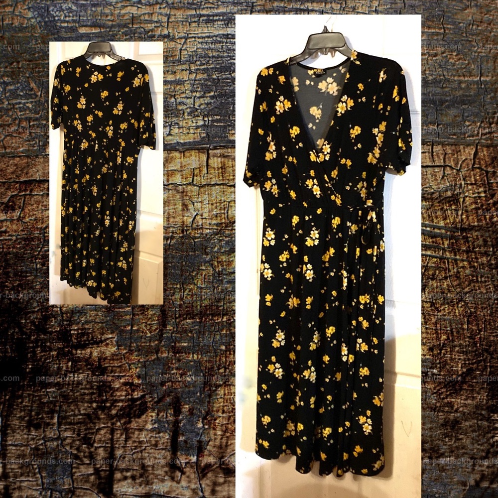 🌻Torrid 90’s Grunge Black Yellow Floral Dress🌻